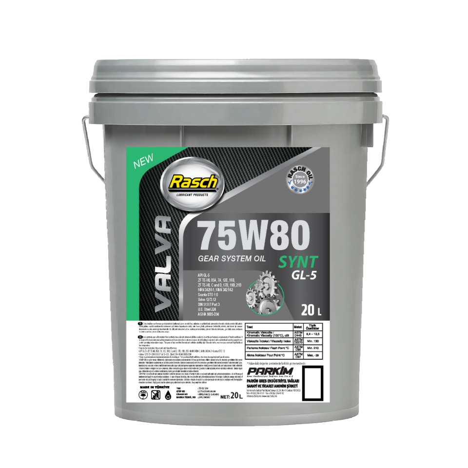 RASCH VALVA GEAR OIL 75W80 GL-5 SYNT - 20KG