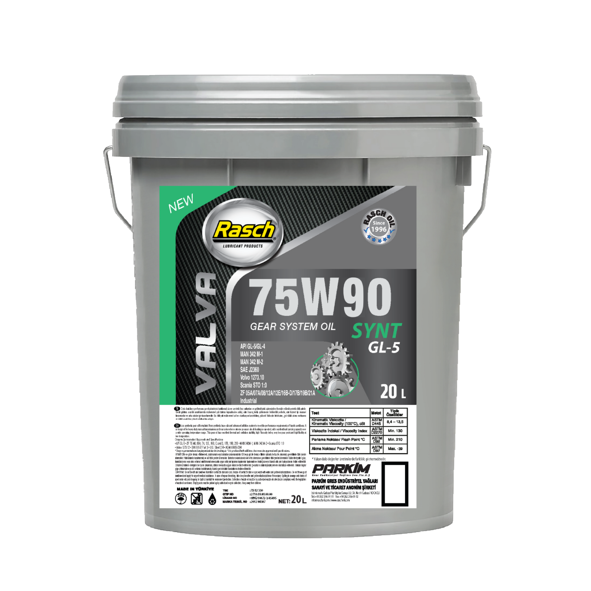 RASCH VALVA GEAR OIL 75W90 GL-5 SYNT - 20KG