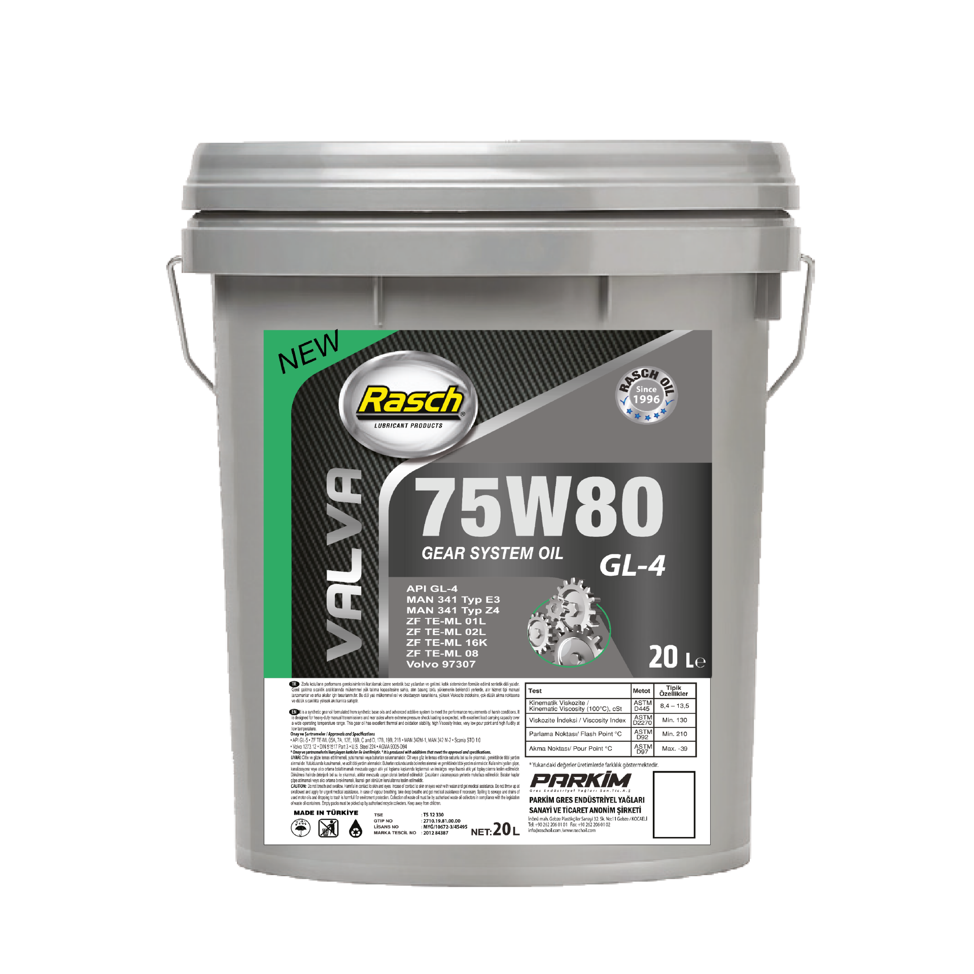 RASCH VALVA GEAR OIL 75W80 GL-4 - 20KG