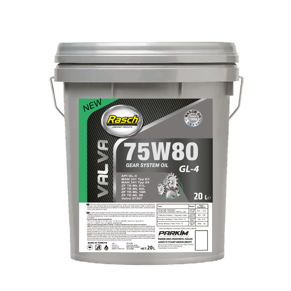 RASCH VALVA GEAR OIL 75W80 GL-4 - 20KG
